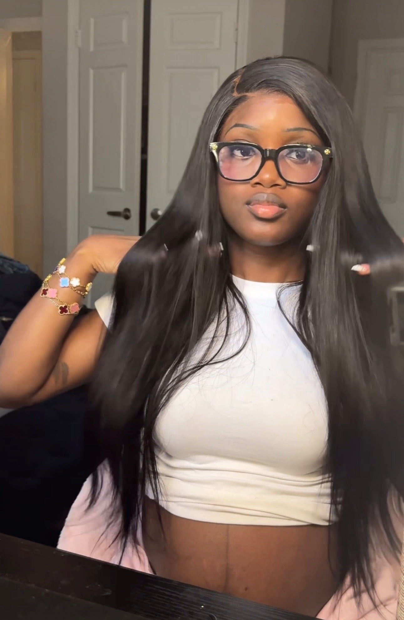 6x5 closure 24” Straight Wig 180% Density