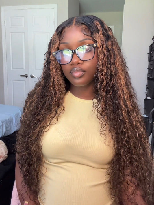 13x6 frontal 30” 180% density Burmese curly highlight wig