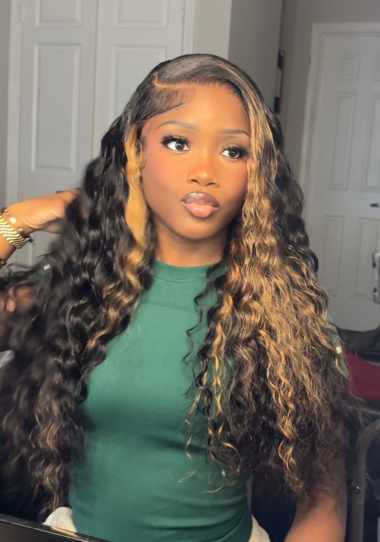 13x6 Loose Curl 24” Highlight Wig 180% Density