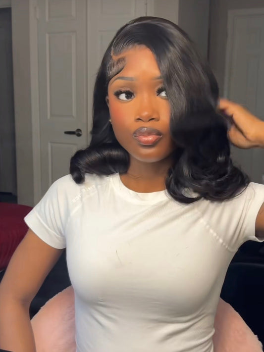 6x4 Side Part Closure 16” Body Wave Bob 180% Density